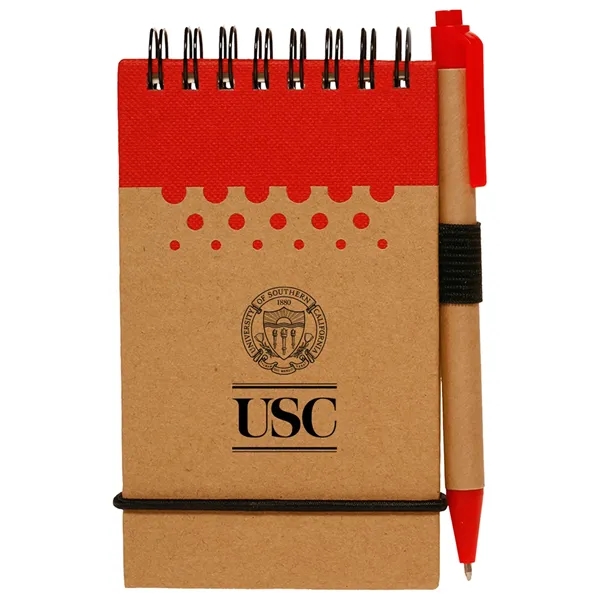 Two-Tone Spiral Notepad w/ Pen - Two-Tone Spiral Notepad w/ Pen - Image 4 of 5