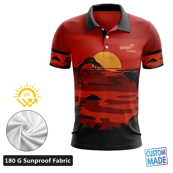 Unisex Sublimated SolarProtect Short Sleeve Polo T-shirt - Unisex Sublimated SolarProtect Short Sleeve Polo T-shirt - Image 0 of 1