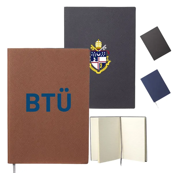 Softcover Notebook w/ Custom Imprint & Woven Fabric Bookmark