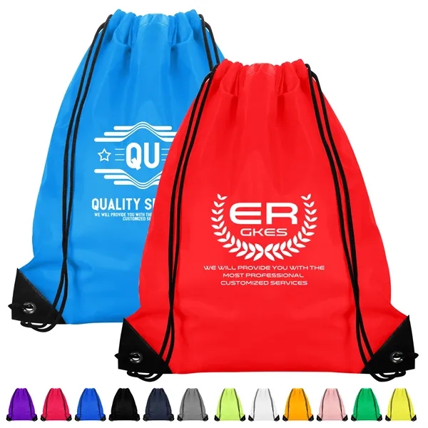210D Polyester Drawstring Backpack With PU Corners - 210D Polyester Drawstring Backpack With PU Corners - Image 0 of 19