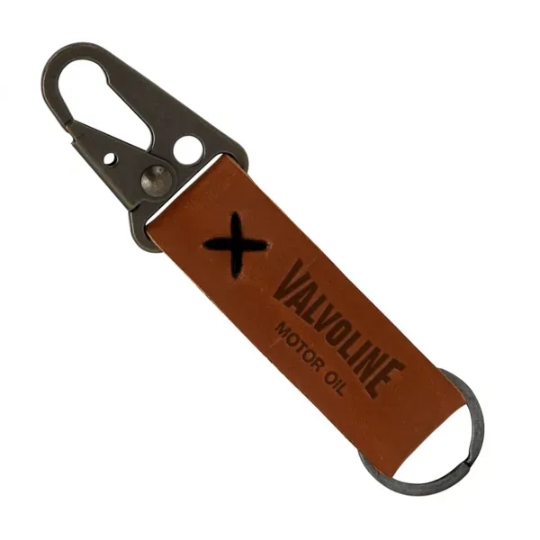 BUSKER Leather Keychain with Antique Nickel Carabiner - BUSKER Leather Keychain with Antique Nickel Carabiner - Image 1 of 5