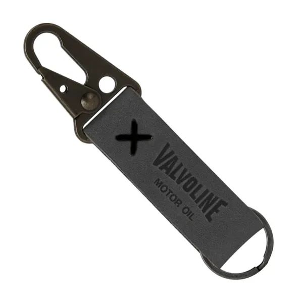 BUSKER Leather Keychain with Antique Nickel Carabiner - BUSKER Leather Keychain with Antique Nickel Carabiner - Image 2 of 5