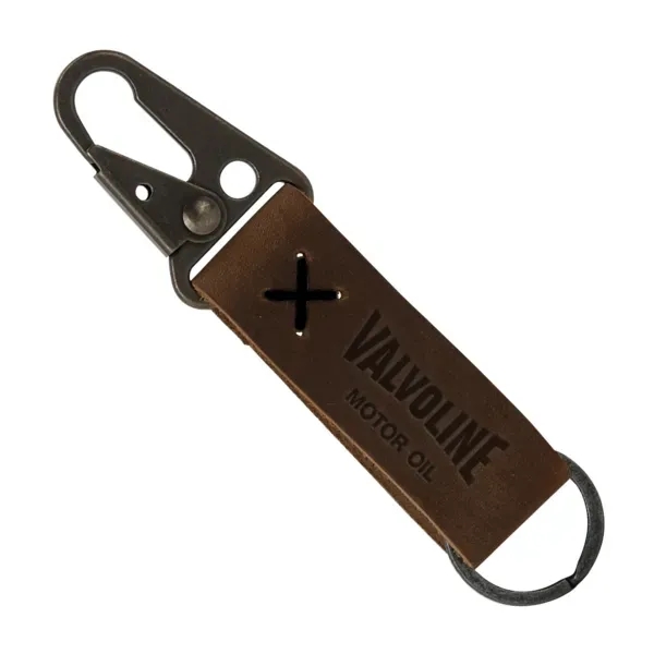 BUSKER Leather Keychain with Antique Nickel Carabiner - BUSKER Leather Keychain with Antique Nickel Carabiner - Image 3 of 5