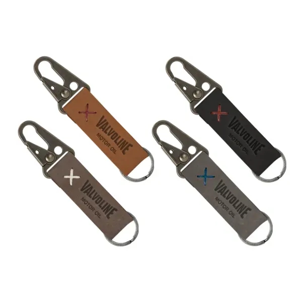 BUSKER Leather Keychain with Antique Nickel Carabiner - BUSKER Leather Keychain with Antique Nickel Carabiner - Image 5 of 5