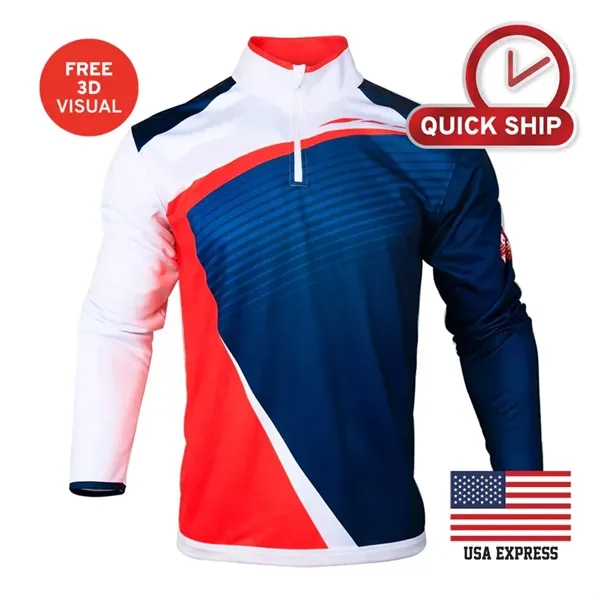 150GSM Mesh Jersey 1/4 Zipper Jacket (Full Dye Sublimation) - 150GSM Mesh Jersey 1/4 Zipper Jacket (Full Dye Sublimation) - Image 0 of 1