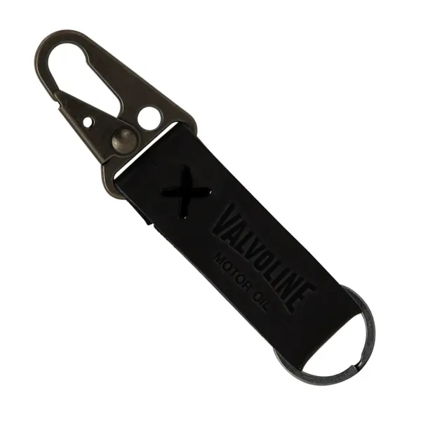 Custom BUSKER Leather Keychain with Antique Nickel Carabiner
