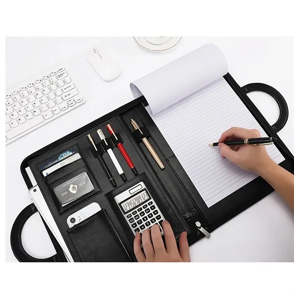A4 Business Padfolio, Folder Organizer With Zipped Handle - A4 Business Padfolio, Folder Organizer With Zipped Handle - Image 2 of 3