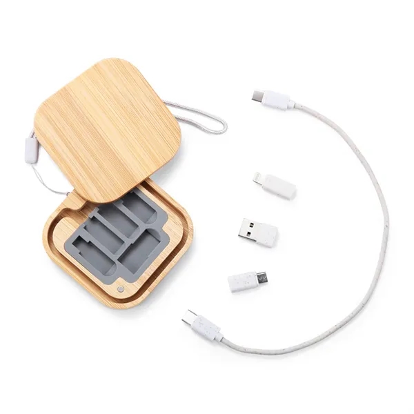 6-In-1 Bamboo Charging Adapter Cable Kit - 6-In-1 Bamboo Charging Adapter Cable Kit - Image 1 of 2
