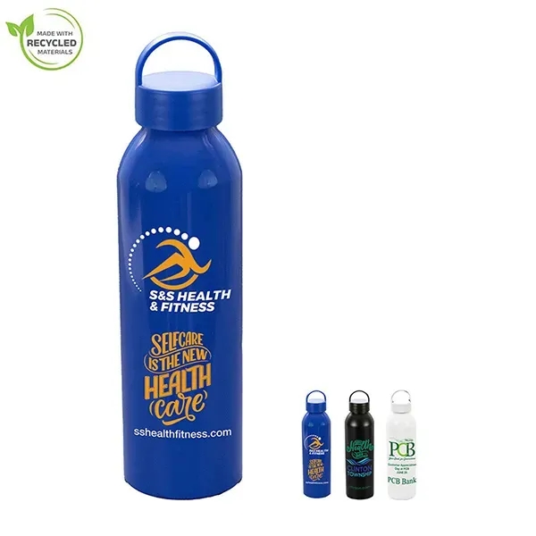 22 OZ Recycled RPET Aluminum Bottle With Carry Lid - 22 OZ Recycled RPET Aluminum Bottle With Carry Lid - Image 0 of 20