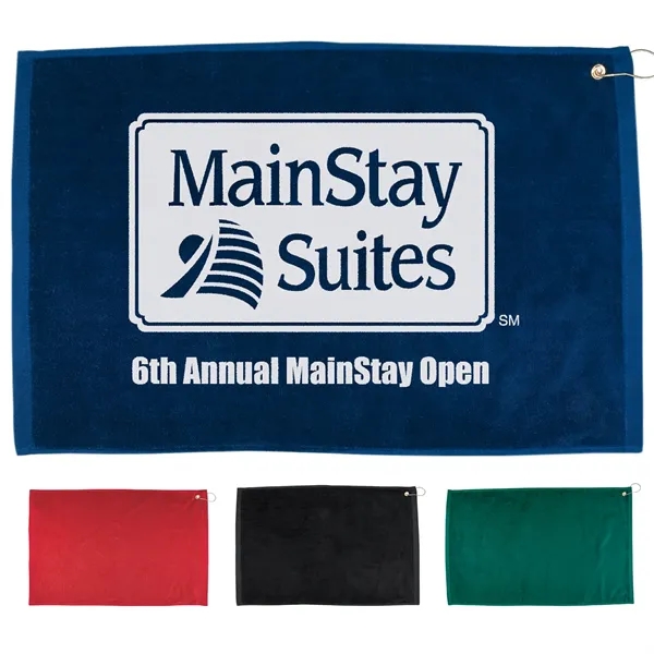 16" X 25"  Hemmed Golf Towel W/ Grommet And Hook - 16" X 25"  Hemmed Golf Towel W/ Grommet And Hook - Image 0 of 10