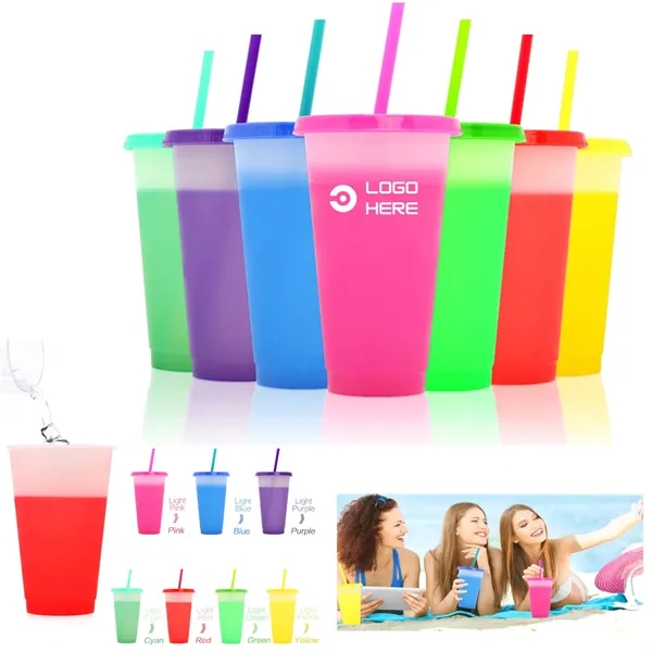 24Oz Cool Color Change Straw Tumbler - 24Oz Cool Color Change Straw Tumbler - Image 0 of 6