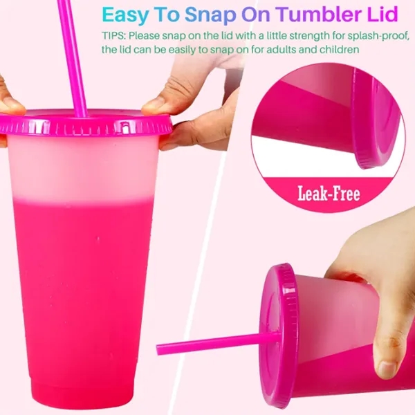 24Oz Cool Color Change Straw Tumbler - 24Oz Cool Color Change Straw Tumbler - Image 3 of 6