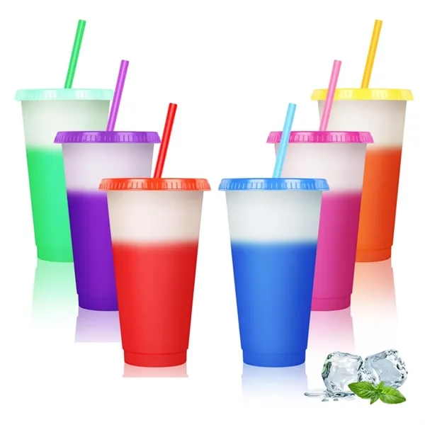 24Oz Cool Color Change Straw Tumbler - 24Oz Cool Color Change Straw Tumbler - Image 4 of 6
