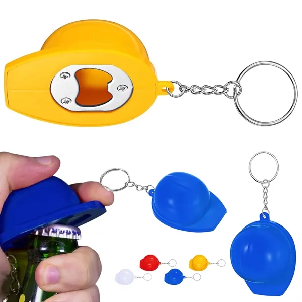 Custom Mini Hard Hat Bottle Opener Keychain - Custom Mini Hard Hat Bottle Opener Keychain - Image 0 of 1