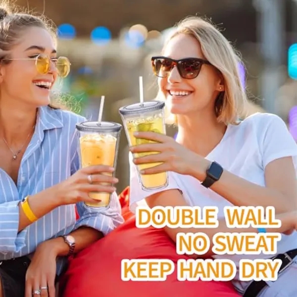 16OZ Double Layer Plastic Straw Cup - 16OZ Double Layer Plastic Straw Cup - Image 1 of 4