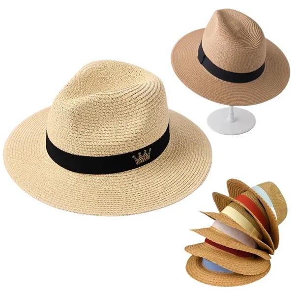 Durable Panama Straw Hat with Customized Colorful Ribbon - Durable Panama Straw Hat with Customized Colorful Ribbon - Image 0 of 3