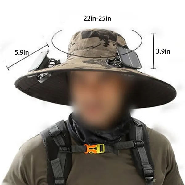 Wide Brim Sun Hat With 2 Solar Fan USB Charging - Wide Brim Sun Hat With 2 Solar Fan USB Charging - Image 1 of 3