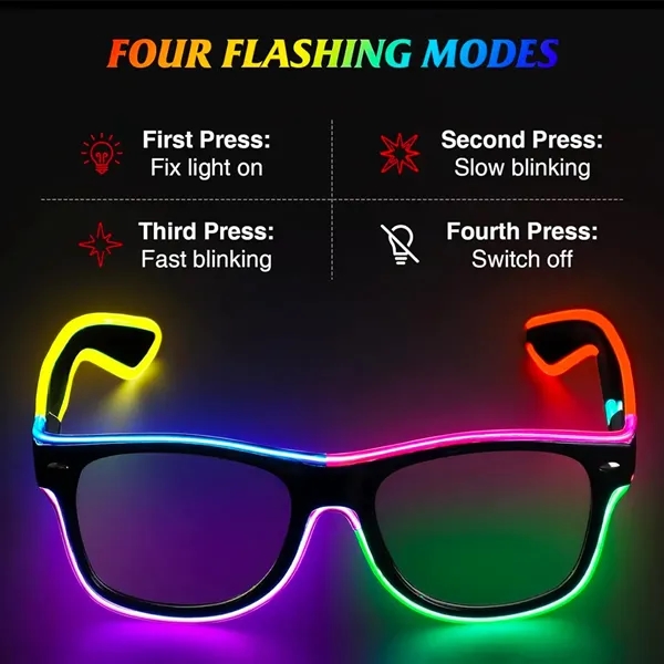 Rave LED Glasses Neon Multi Color Glow in the Dark EDM - Rave LED Glasses Neon Multi Color Glow in the Dark EDM - Image 1 of 3