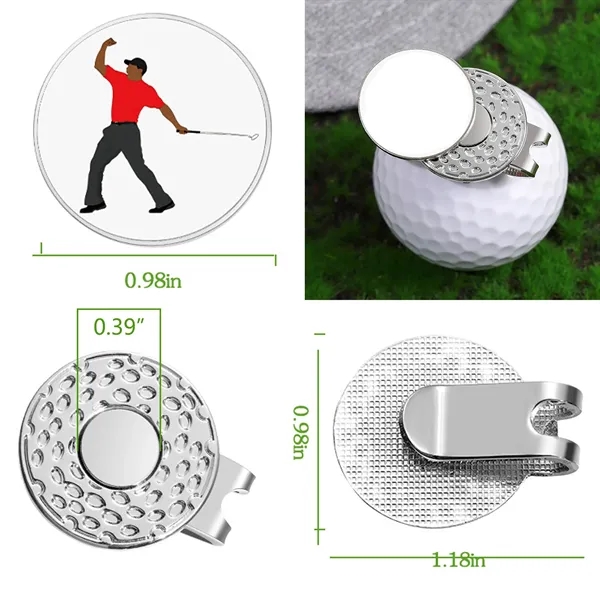 1.18" Magnetic Golf Hat Clip, Silver Custom Logo Plate - 1.18" Magnetic Golf Hat Clip, Silver Custom Logo Plate - Image 1 of 2