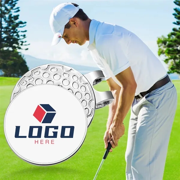 1.18" Magnetic Golf Hat Clip, Silver Custom Logo Plate - 1.18" Magnetic Golf Hat Clip, Silver Custom Logo Plate - Image 2 of 2