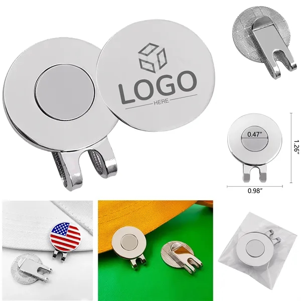 1.26" Golf Hat Clip, Silver Blank Magnetic Plate System - 1.26" Golf Hat Clip, Silver Blank Magnetic Plate System - Image 0 of 2