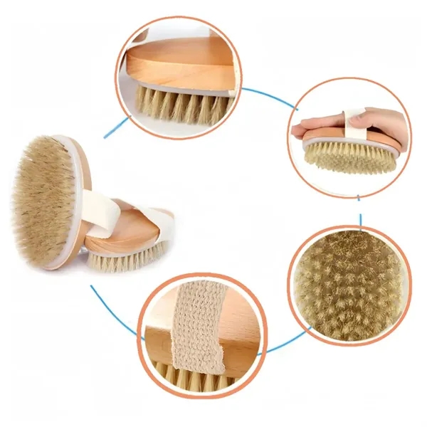 Natural Bristle Dry Body Brush with Strap - Natural Bristle Dry Body Brush with Strap - Image 2 of 5