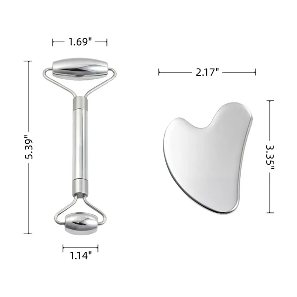 Stainless Steel Gua Sha And Facial Roller Gift Set - Stainless Steel Gua Sha And Facial Roller Gift Set - Image 1 of 3