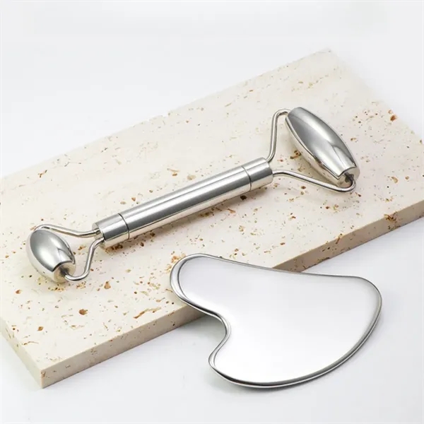 Stainless Steel Gua Sha And Facial Roller Gift Set - Stainless Steel Gua Sha And Facial Roller Gift Set - Image 3 of 3