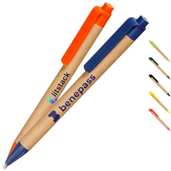Recycled Pens w/ Custom Logo & Colorful Clip Ballpoint - Recycled Pens w/ Custom Logo & Colorful Clip Ballpoint - Image 0 of 9