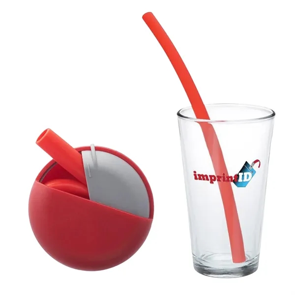 Eco-friendly Silicone Reusable Straw w/ Carrying Case Custom - Eco-friendly Silicone Reusable Straw w/ Carrying Case Custom - Image 1 of 8