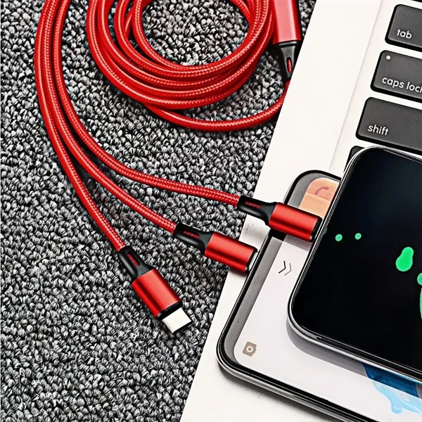 3 In 1 Fast Charging Cable In Capsule Case With Key Loop - 3 In 1 Fast Charging Cable In Capsule Case With Key Loop - Image 2 of 4