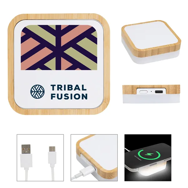 Bamboo Wireless Charger Night Light - Bamboo Wireless Charger Night Light - Image 2 of 3