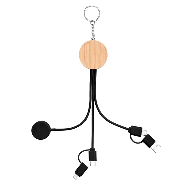 10W Bamboo Multi-Charging Cables Keyring With Watch Dock - 10W Bamboo Multi-Charging Cables Keyring With Watch Dock - Image 2 of 4