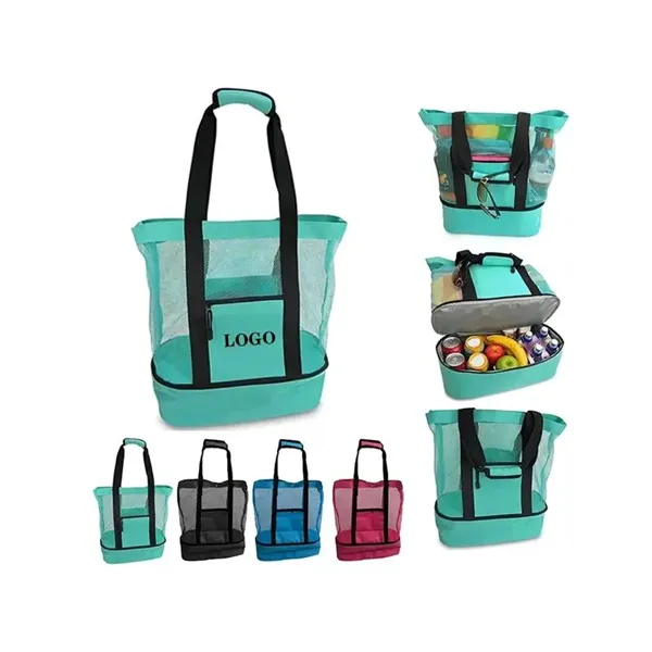 2-in-1 Mesh Tote Beach Bag With Cooler - 2-in-1 Mesh Tote Beach Bag With Cooler - Image 0 of 2