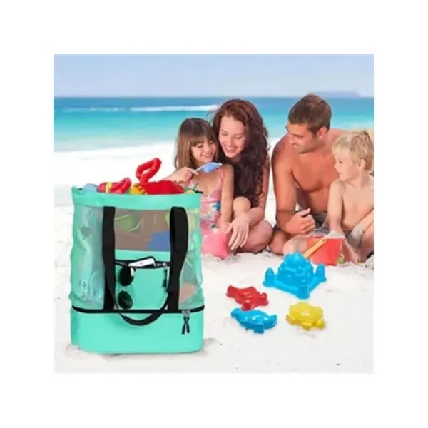 2-in-1 Mesh Tote Beach Bag With Cooler - 2-in-1 Mesh Tote Beach Bag With Cooler - Image 2 of 2
