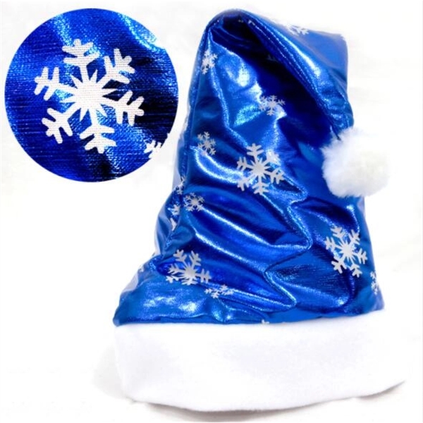 Metallic Blue Christmas Hat with Ball on Top - Metallic Blue Christmas Hat with Ball on Top - Image 0 of 0