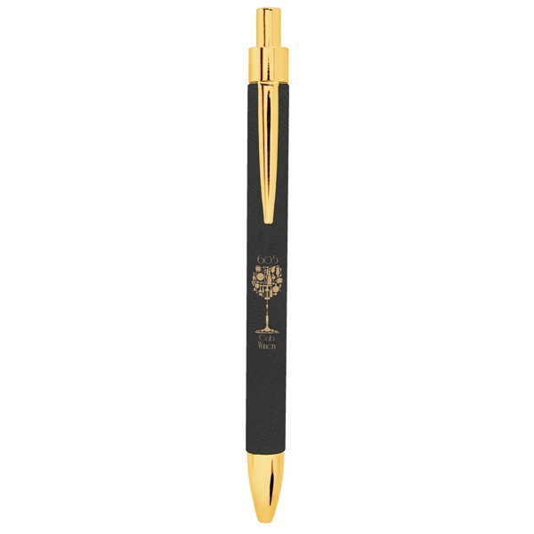 Black Laserable Leatherette Pen - Black Laserable Leatherette Pen - Image 0 of 1