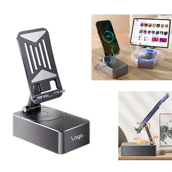 Phone Stand with Wireless Bluetooth Speaker and Power Bank - Phone Stand with Wireless Bluetooth Speaker and Power Bank - Image 0 of 7