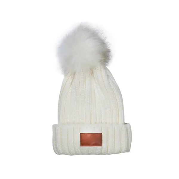 Leeman Knit Beanie With Fur Pom Pom - Leeman Knit Beanie With Fur Pom Pom - Image 5 of 7