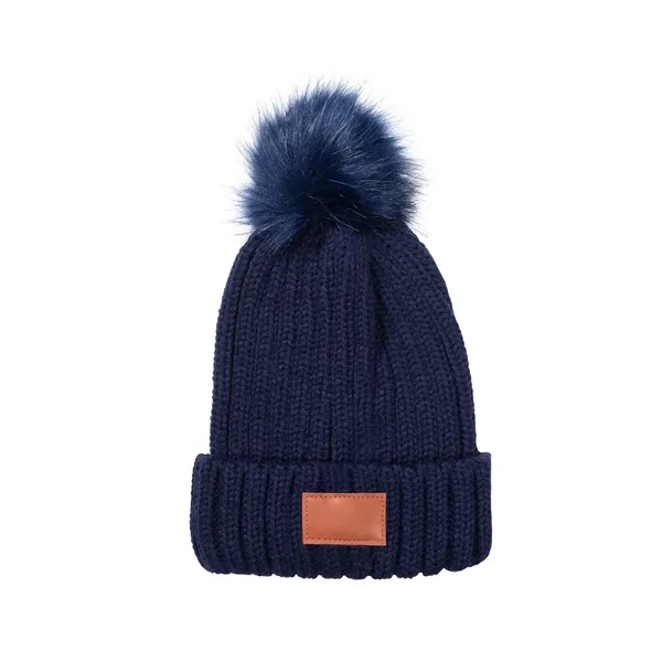 Leeman Knit Beanie With Fur Pom Pom - Leeman Knit Beanie With Fur Pom Pom - Image 6 of 7