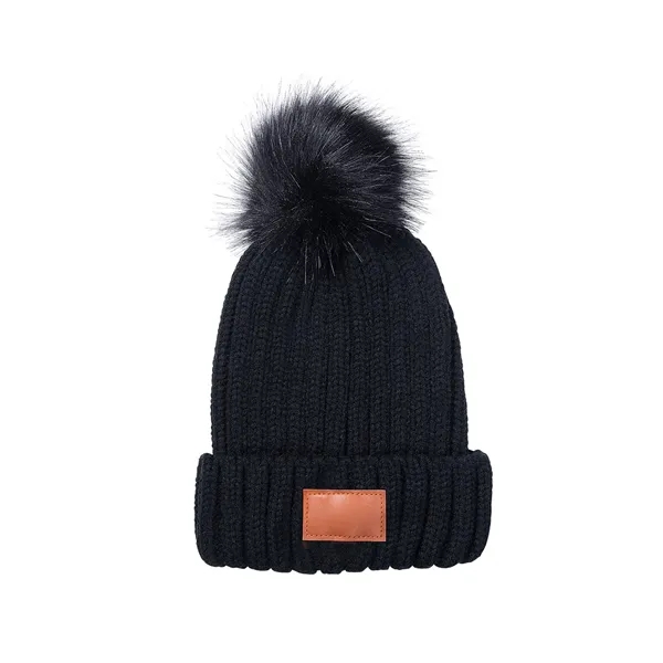 Leeman Knit Beanie With Fur Pom Pom - Leeman Knit Beanie With Fur Pom Pom - Image 7 of 7