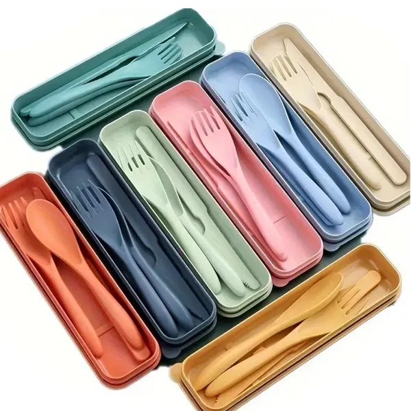 Wheat Straw Portable Knife Fork Spoons Tableware - Wheat Straw Portable Knife Fork Spoons Tableware - Image 1 of 5