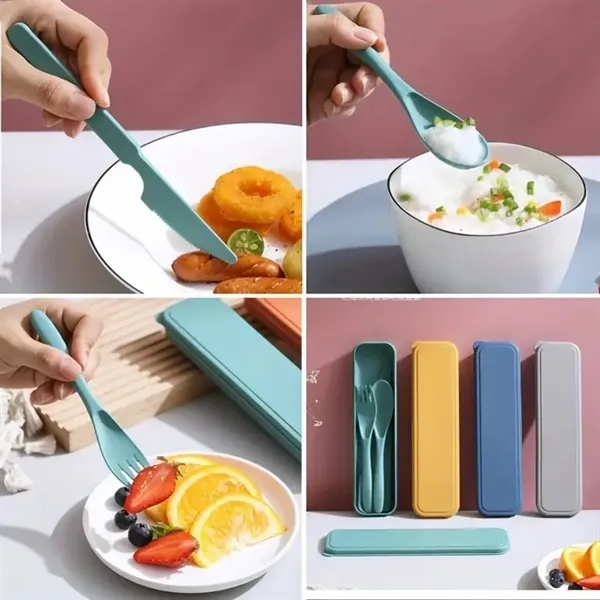Wheat Straw Portable Knife Fork Spoons Tableware - Wheat Straw Portable Knife Fork Spoons Tableware - Image 3 of 5