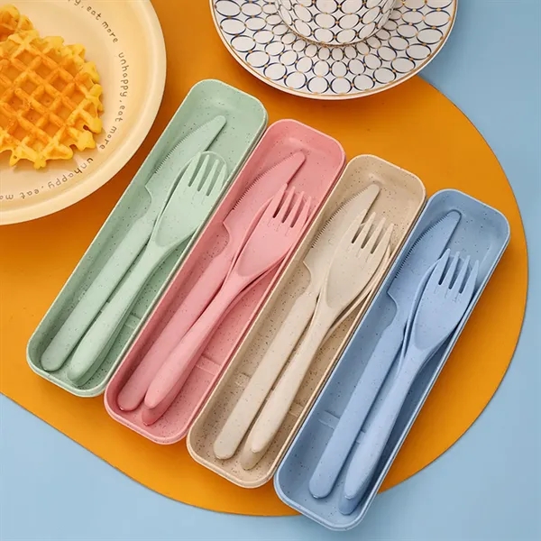 Wheat Straw Portable Knife Fork Spoons Tableware - Wheat Straw Portable Knife Fork Spoons Tableware - Image 4 of 5