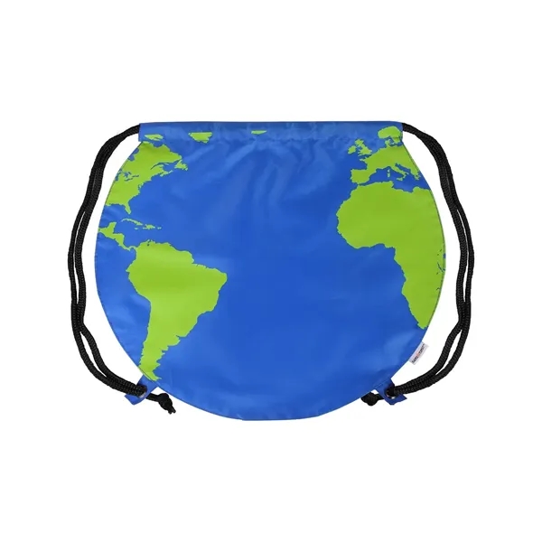 Recycled Polyester Globe Earth Drawstring Bag - Recycled Polyester Globe Earth Drawstring Bag - Image 0 of 2