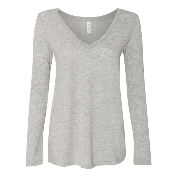 BELLA + CANVAS Women's Flowy Long Sleeve V-Neck Tee - BELLA + CANVAS Women's Flowy Long Sleeve V-Neck Tee - Image 1 of 7