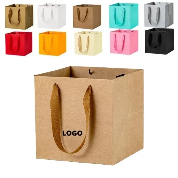 Square Kraft Paper Gift Tote Bag - Durable and Sturdy - Square Kraft Paper Gift Tote Bag - Durable and Sturdy - Image 0 of 9