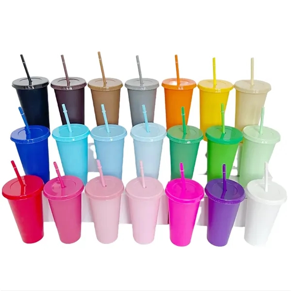 24 oz Tumbler with Straw and Lid Plastic Cups - 24 oz Tumbler with Straw and Lid Plastic Cups - Image 1 of 10
