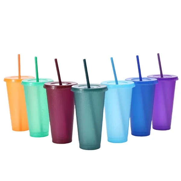 24oz Tumbler with Straw and Lid Glitter Plastic Cups - 24oz Tumbler with Straw and Lid Glitter Plastic Cups - Image 0 of 14