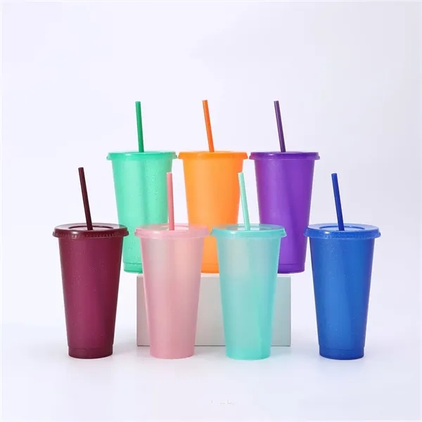 24oz Tumbler with Straw and Lid Glitter Plastic Cups - 24oz Tumbler with Straw and Lid Glitter Plastic Cups - Image 2 of 14